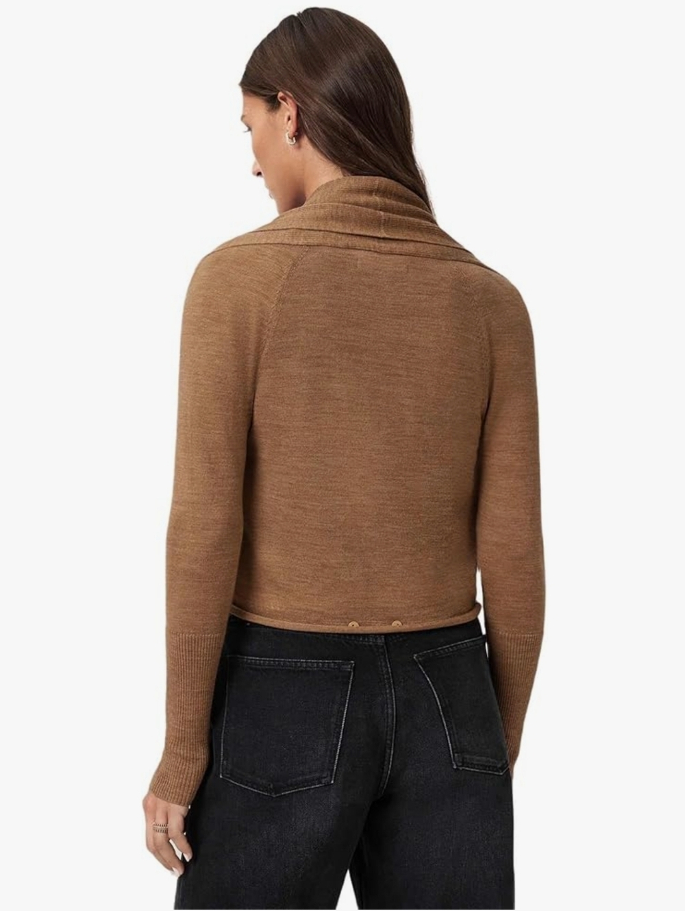 AllSaints Wasson Lightweight Pirate Cardigan, Camel Brown NWT - Picture 6 of 16